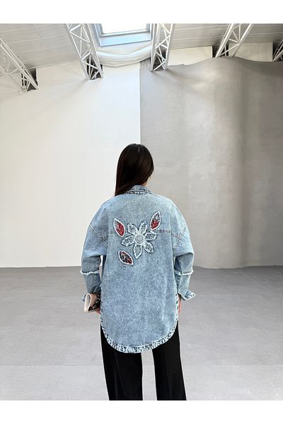 SOLİS MODA Jachetă de blugi de damă brodata
