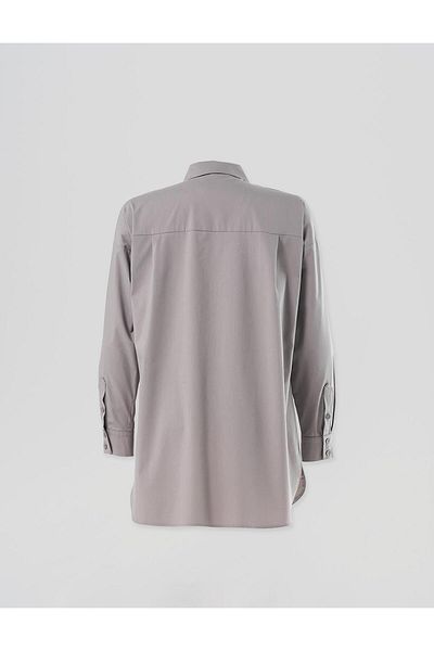 Kayra Shirt Collar - Basic Poplin Tunic, Light Gray