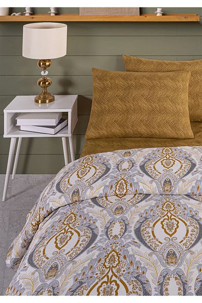 Evim Soren Double Pique Set 200X230 cm Morella Mustard Light Gray