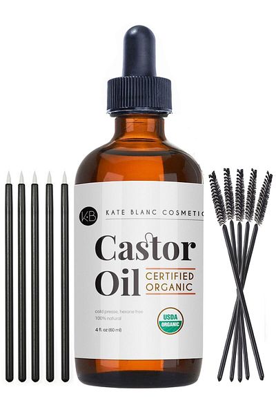 Kate Blanc Cosmetics Organic Castor Oil 4oz - Pure, Cold Pressed, Hexane Free for Hair, Skin & Lashes