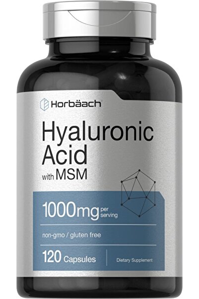 Horbäach حمض الهيالورونيك مع MSM | 1000 مجم | 120 كبسولة | غير معدل وراثيًا، ...