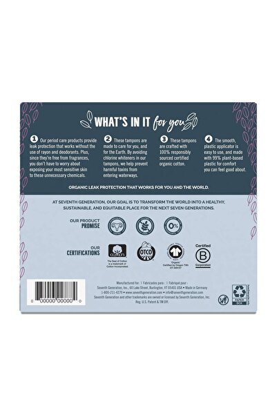 Seventh Generation Free & Clear Super Tampons with Applicator, 18 CT