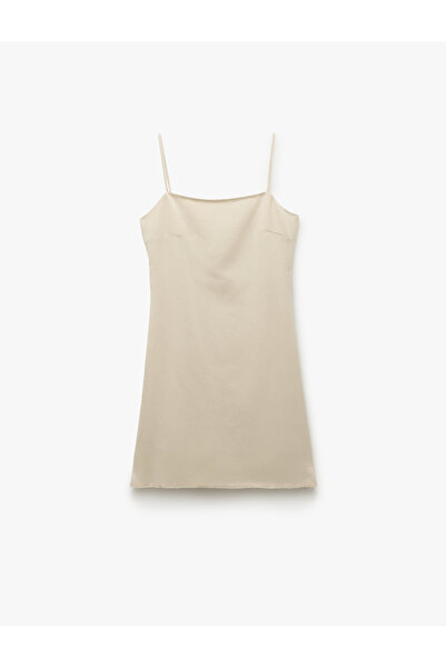 Koton Minišaty bez rukávů s nízkým střihem a tenkým páskem ze směsi viskózy a lnu