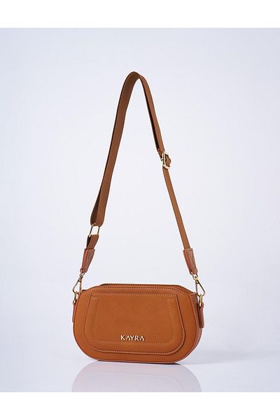 Kayra Oval Form Camel Shoulder Bag