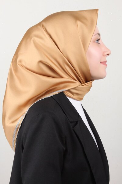 Belli Twill İpek Eşarp 40009-01 Hardal