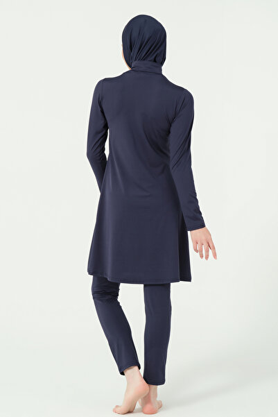 ALFASA Raglan Piping Half Sleeve Half Covered Swimsuit