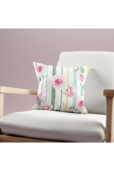 Filamente Double Sided Floral Patterned Digital Printing Throw Pillow Cover
