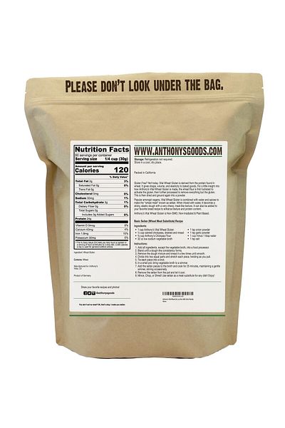 Anthony's Vital Wheat Gluten, 4 lb, Vegan, Non GMO, Keto Friendly, Low Carb