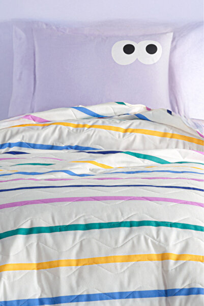 UPSTYLE Kapitone Yatak Örtüsü Seti Tek Kişilik Funny Lila