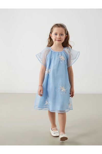 LC Waikiki Rochie din dantelă pentru fete LCW Kids Blue Crew Deck