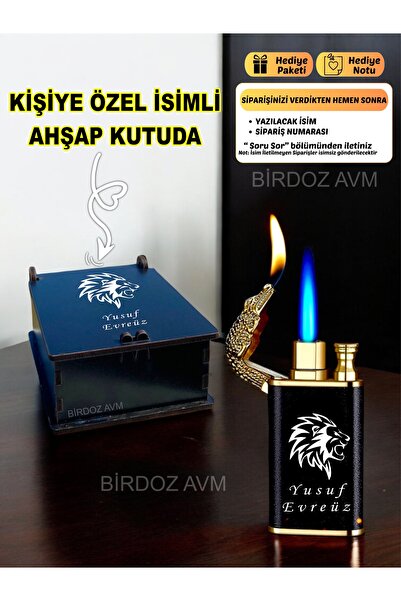 birdoz avm Kişiye Özel Isimli Aslan Tasarım Hediyelik Ejder Başlıklı Çift Ate...