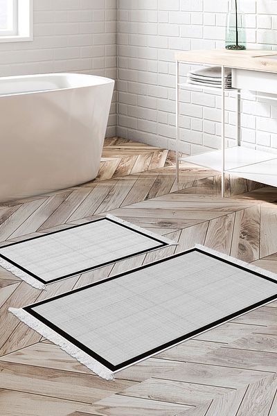 Alanur Home Αντιολισθητική βάση Djt Σετ Τουαλέτας Star Cotton με κρόσσια υφαντό σχέδιο E5007