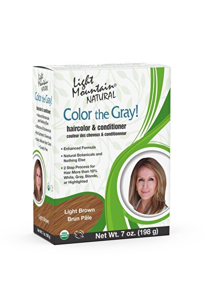 LIGHT MOUNTAIN صبغة الشعر بالحناء وبلسم الشعر - بني فاتح، خالٍ من المواد الكيميائية، شبه دائم، 7 أونصة