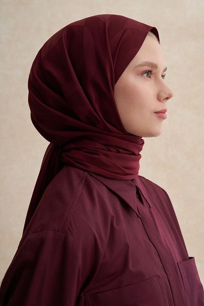 carell C Pattern Monogram Cotton Silk Shawl Dark Burgundy