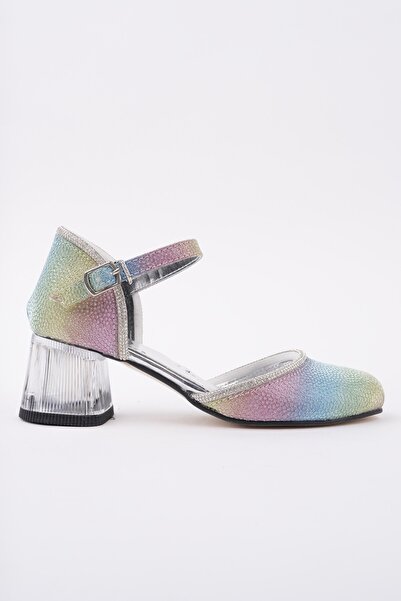 MUGGO Else Ankle Strap Glittered Girl's Low Heeled Shoes