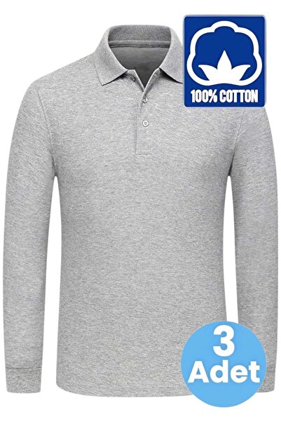 Tezzgelsin Boy's 3-Piece Long Sleeve 100% Cotton Polo Collar T-Shirt Daily an...