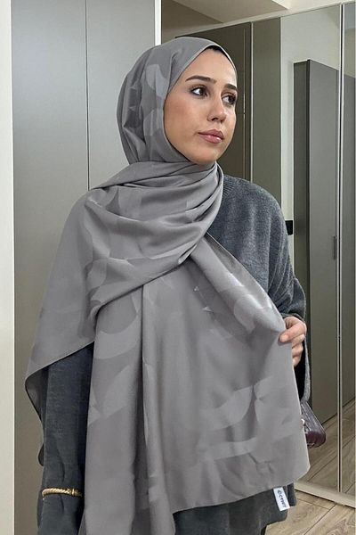 carell Tuba Kalyon's Choice C Pattern Monogram Cotton Silk Shawl Ashy Gray