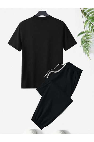 puolikuu 23 Printed Oversize Tshirt - Tracksuit Set - Top and Bottom Set