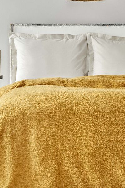 Karaca Home Faye Mustard Double Sherpa Blanket