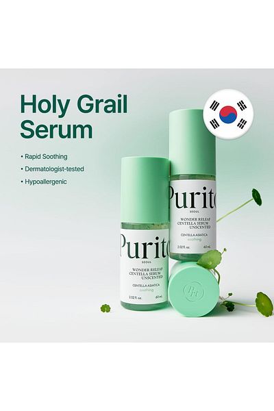 Purito Centella Unscented Serum for All Skin Types, Soothing & Calming, Vegan & Cruelty-Free, 60ml