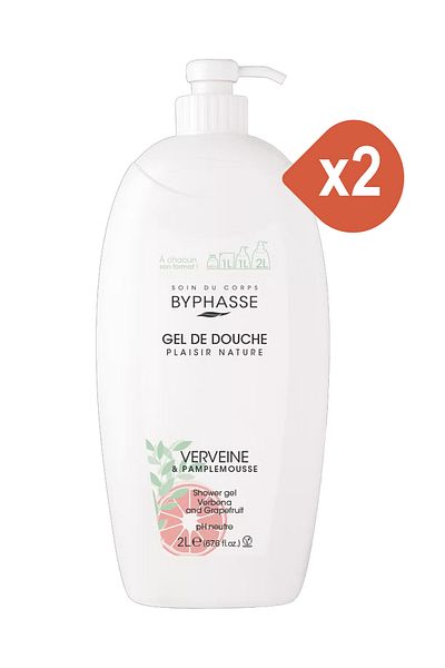 BYPHASSE GEL DE DUȘ 2000ML VERVEINE PAMPLEMOUSSE X 2