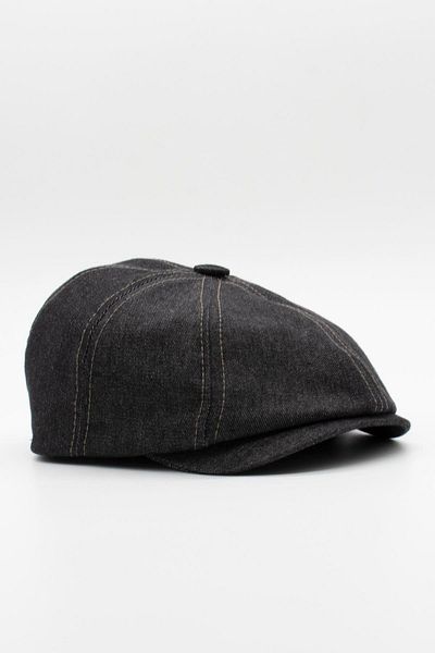 Külah Men's Denim British Newsboy Cap - Black Denim Hat |   Standard Fit/Flexible