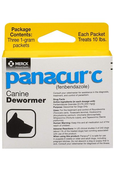 Panacur C Canine Dewormer (Fenbendazole), 1 Gram, Yellow, 3 Count (Pack of 1)