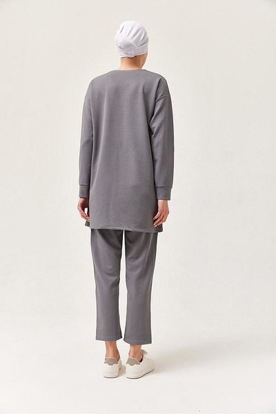 CALİENTE Women's Cross Striped Double Suit Gray