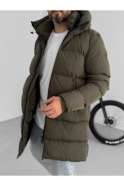 BYBASICMAN Khaki Premium Long Puffer Jacket Lns-50263