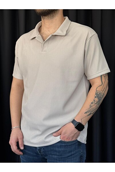 Altamira Ανδρικό μπλουζάκι με μπεζ ριγέ γιακά πόλο