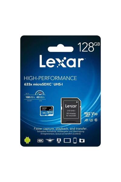 Lexar 128GB 100mb/s 633x MicroSDXC 4K Hafıza Kartı