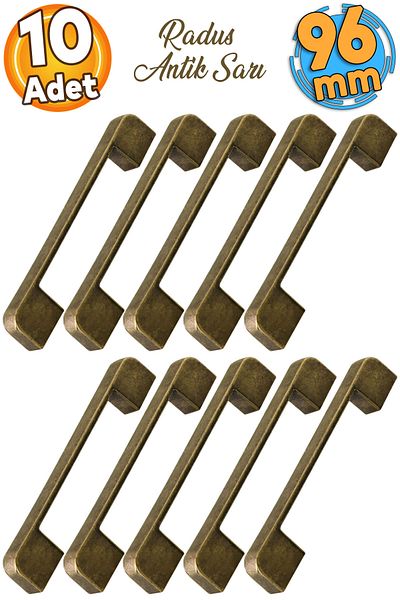 Badem10 Radus Antique Antique Galben 96 Mm Mobilier Metal Sertar Bucătărie Dulap Dulap Mâner Mâner 10buc