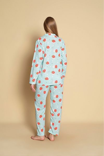 Sude HOMEWEAR ΓΥΝΑΙΚΕΙΟ ΠΟΥΚΑΜΙΣΟ ΜΑΚΡΥΜΑΝΙΚΟ ΠΟΥΚΑΜΙΣΟ ΜΕ ΣΧΕΔΙΟ ΦΡΑΟΥΛΑ