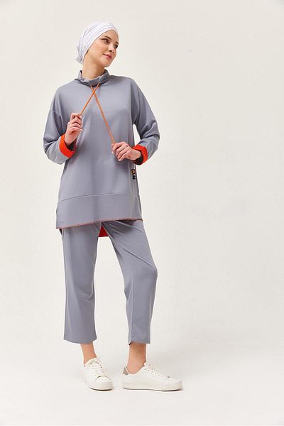 CALİENTE Arma Detailed Double Sports Suit Gray