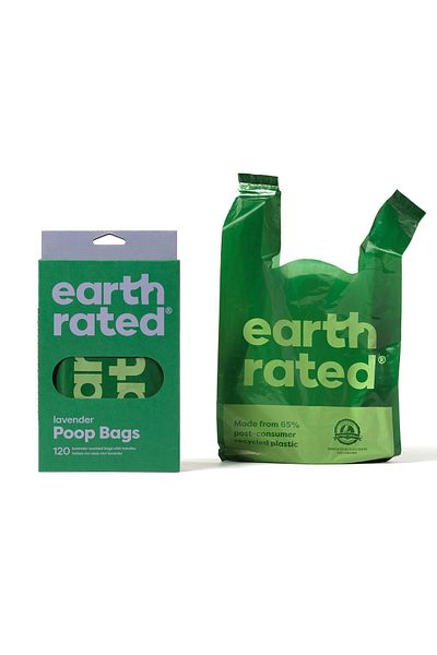 Earth Rated أكياس فضلات الكلاب بمقابض، عريضة للغاية، مضادة للتسرب، معطرة باللافندر، 120 كيسًا