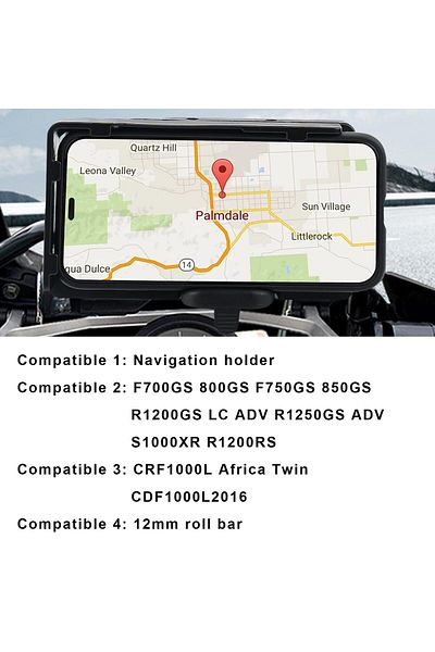 MDPROMCP حامل هاتف R1200GS وشاحن USB وحامل GPS لـ F700GS وF800GS وR1250GS وAfrica Twin وشريط 12 مم