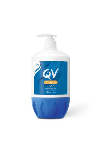 Qv كريم بالجلسرين - مضخة 500 كجم ، مثالي لحالات البشرة الجافة والأكزيما والصد...