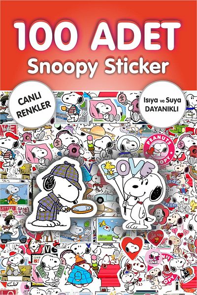Piksel Grafik Snoopy Anime Sticker Set - Pen, Laptop Notebook and Water Bottle Sticker 100 Pieces