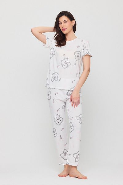 Elit Set de pijamale de vară din bumbac cu mâneci scurte cu model