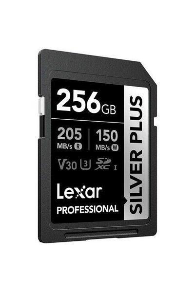 Lexar بطاقة ذاكرة احترافية سعة 256 جيجابايت بسرعة 205 ميجابايت/ثانية فضية بالإضافة إلى SD