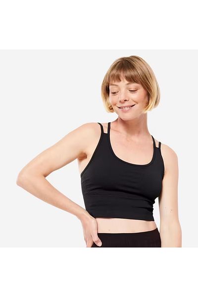 Decathlon Multi-Strap Crop Sports Bra - Light Support - Black