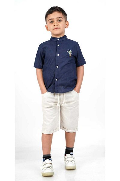 Katre Boy's Shirt and Linen Capri 2-Piece Suit