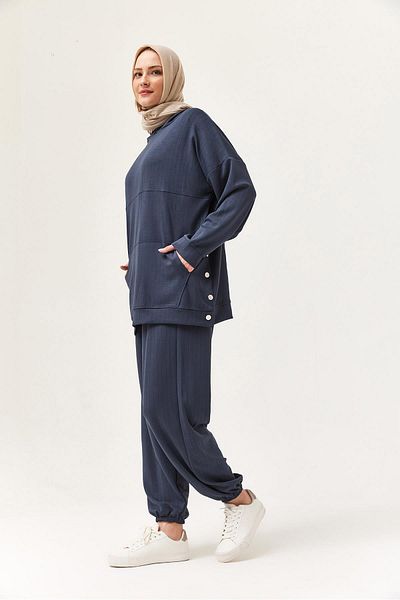 CALİENTE Snap Detail Hooded Double Suit Smoked