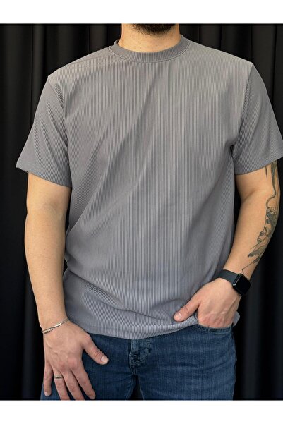 Altamira Ανδρικό μπλουζάκι Smoke Grey ριγέ Crew Neck