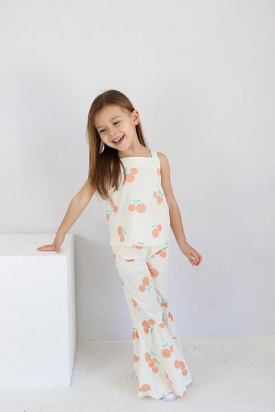 KIPIRIK BABY Girl's Ecru Cherry Patterned Flared Trousers Suit