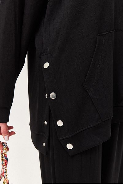 CALİENTE Snap Detail Hooded Double Suit Black