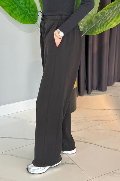 REMSA Παντελόνι Modal Loose Leg με λεπτομέρεια κοπής 34352 Μαύρο