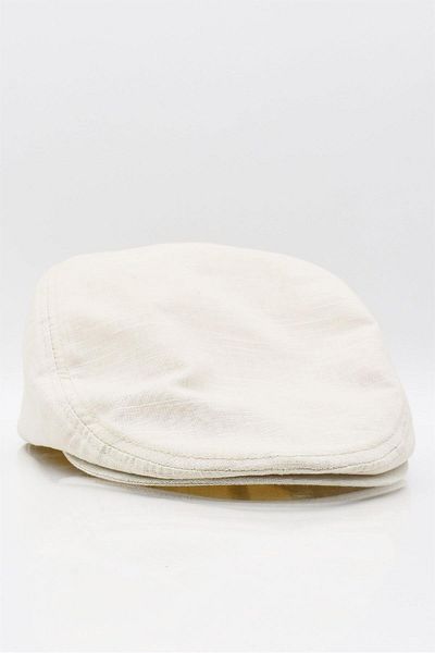 Külah Men's 100% Cotton Herringbone Beige Cap Hat