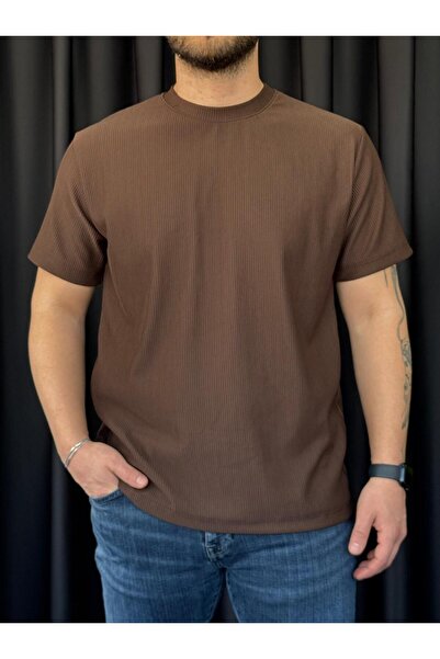 Altamira Ανδρικό μπλουζάκι με καφέ ριγέ λαιμόκοψη