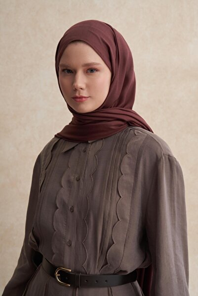 carell Şal din mătase pe două feţe - roşu maro